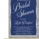 Navy Blue Silver Bridal Shower Invitation, Glitter Frame, engagement party, vintage style Printable Design or Printed Option