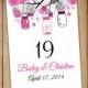 Mason Jar Wedding Table Number Template Download - Rustic Table Number Hot Pink Black Flat Table Card Download Wedding Seating