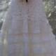 Lace  wedding dress white  crochet cotton  tulle  vintage  bride outdoor  romantic small medium  by vintage opulence on Etsy