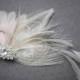 Ivory, Pink, Weddings, hair, Accessories, Feather, Fascinator, Head Piece, Wedding, clips, Peacock, Bridal, Brides - PRINCESS ME PINK