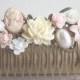 Wedding Hair Comb Bridesmaid Gift  Pink Blush Cream Ivory Soft Pastel Colors Flower Floral Shabby Chic Country Bridal Hair Accessories