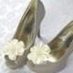 Cream Flower Shoe Clips, Cream Satin Shoe Clip, Cream Wedding Accessories Shoes Clip