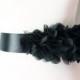 Bridal Black Chiffon Flower Sash Posh Ribbon Belt - Vintage Inspired Wedding Dress Sashes, Night Dress Belts