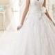 JW15134 classic organza ball gown lace wedding dress
