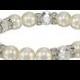 1928 Jewelry "Bridal Crystal" Silver-Tone Simulated Pearl and Crystal Stretch Bracelet, 7"