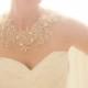 Bridal Crystal Gold And Blush Statement Necklace, Bridal Swarovski Crystal Lace Necklace