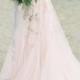 Custom Made A Line Light Pink Lace Wedding Dresses With Train, Lace Wedding Gowns, Lace Bridal Dresses