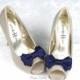 Navy Blue Shoe Clips, Navy Bow Shoes Clip, Dark Blue Wedding Shoe Clip