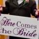 Wedding Signage. Here Comes the Bride and/or And they lived Happily ever after. 8 X 16 inch, Bridal Sign, Flower Girl, Ring or Sign Bearer.