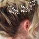 Fern Leaf Pearl Hair Pins,Fern Leaf Bridal Hair Pins, Wedding Hair Accessories, Bridal Headpiece, Set of Three