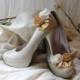 Wedding or Dress- Golden night, rolled rosette shoe clips