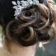 Vintage Style Flower and Leaf Rhinestone Bridal Hair Comb,Pearl Rhinestone Hair Comb,Wedding pearl Hair Comb Ivory or White Pearls,ROSELANI