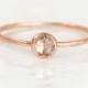 Rose Cut Diamond Ring, 14k Rose Gold Stacking Ring, 4mm White Diamond Engagement Ring, Delicate Ring