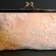Bridal Clutch Blush Pink Silk with Ivory Lace Overlay romantic victorian wedding