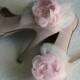 Pale pink shoe clips,Pink bridal clips,Bridal shoe,Bridal accessories,Bridal shoe flower,Ivory lace,Wedding shoe clips,Pink bridal flowers