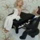 Custom Made Bride and Groom with a Piano Wedding Cake Topper