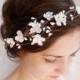 bridal hair accessories, wedding flower headpiece, white flower hair circlet - WHIMSY - rustic wedding flower crown, ivory hair accessory