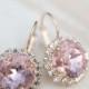 Bridal earrings Wedding jewelry Vintage Rose Pink dangle Vintage earrings Gold plated earrings Authentic Swarovski rhinestones