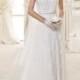 JW15135 Romantic sheer tulle top back flowy lace garden wedding dress