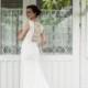 Long Wedding Dress, Ivory Wedding Gown With Open Back, Crepe and Tulle Dress with Handmade Embellishments, Wedding Dress with Train L12