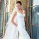 Long Wedding Dress with Train, White Long Wedding Dress with Open Back, Crepe Wedding Gown L14