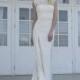 Long Wedding Dress, Ivory Wedding Dress, Crepe and Lace Dress with Train L7