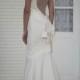 Long Wedding Dress with Train, Ivory Long Wedding Dress with Open Back, Crepe Wedding Gown L14