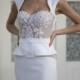 Short Wedding Dress with Embellishments by Lace, Pearls and Beads , White Short Wedding Dress, Crepe Wedding Gown L1