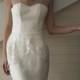 Short Wedding Dress, Ivory Wedding Dress, Crepe and Lace Dress L3
