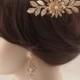Wedding hair comb-Rose gold vintage inspired swarovski crystal bridal hair comb-Bridal accessories-Bridal headpiece-Leaf wedding comb