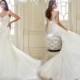 2014 New Arrival Sexy Mermaid Wedding Dresses Applique Beaded Bridal Gown White/Ivory Tulle Wedding Dress, $108.85 