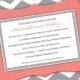 gray chevron wedding invitation, gray and coral invitation, coral and silver chevron invitation, IN259