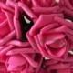 72 pcs Hot Pink Bridal Bouquet Flowers Wedding Decorative Artificial Flower Fake Latex Roses Floral Wedding Centerpiece