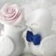 Lovebirds Wedding Cake Topper, White, Blush Pink, Navy Blue, Bride and Groom Keepsake, Fully Customizable
