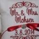 Ring Bearer Pillow, Mr & Mrs. Ring Pillow, wedding pillow, embroidery, monogram, custom. personalized, ring bearer pillows