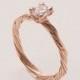 Twig Engagement Ring - 14K Rose Gold and Diamond engagement ring, engagement ring, leaf ring, filigree, antique, art nouveau, vintage