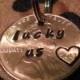 LUCKY US penny with heart stamp,lucky penny, lucky coin, wedding, add on to a necklace, birthday gift, anniversary, couples gift