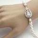 Bridal Bracelet Crystal Pearl Wedding Jewelry White OR Cream Cubic Zirconia Bridal Jewelry