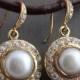Bridal earrings - Pearl earrings - Cz earrings - Gold earrings - Vermeil earrings - Artisan earrings - Gift for her