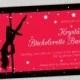 Pole Dancer Bachelorette Invitation with Star // Hot Pink & Black