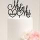 Custom Wedding Cake Topper Mr and Mrs Cake Topper with Heart and Wedding Date