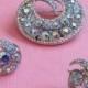 Vintage Light Blue AB Rhinestone Brooch, Light Blue Jewelry, Blue Rhinestone Earrings, Blue Bridal Jewelry, Swirl Earrings, Blue Jewelry Set