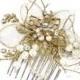 Gold Pearl Flower Comb (ic)