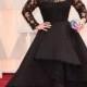 2015 Oscar Kelly Osbourne Celebrity Evening Dresses Sheer Long Sleeve Lace Scallop Black High Low Red Carpet Dresses Party Ball Gown Online with $114.5/Piece on Hjklp88's Store 
