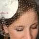 Headdress 1950s BIRDCAGE VEIL. Vintage bow. Wedding hat, bridal hat, headpiece  - white, ivory