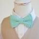 Beau- boy's mint check seersucker double stacked bow tie- (clip or strap selection)