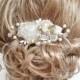 Champagne & Ivory Bridal Hair Comb- Wedding Hair Piece- Vintage Hair Accessories- Statement Bridal hairpiece-Champagne clip- Floral Haircomb