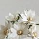 50mm Large White Daisies with Gold Centre (5pcs) - mulberry paper flowers with wire stems - Great for wedding decoration and bouquet [151]