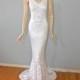 Mermaid Lace Wedding Gown, Bohemian WEDDING Dress Vintage Inspired wedding dress Sz Medium