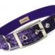 purple sparkle metal buckle dog collar (1 inch)